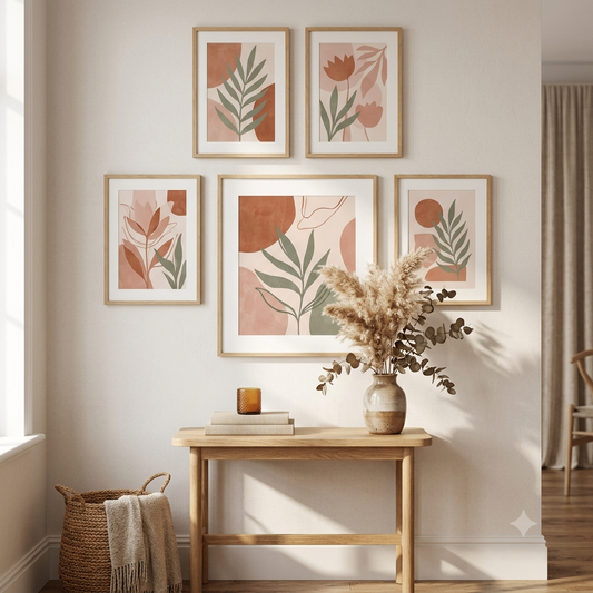 Digital Wall Art Set: Abstract Botanical Prints (5-pack)